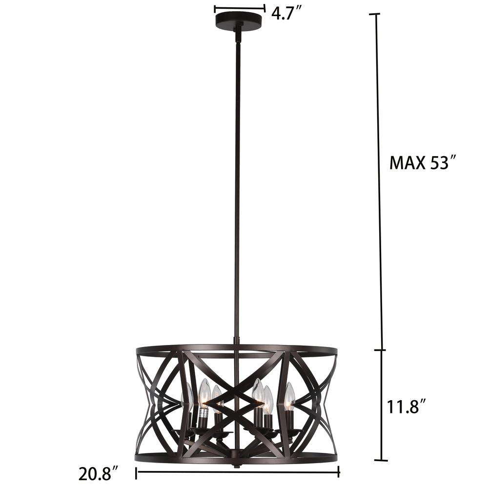 CHLOE Lighting ALINA Farmhouse 5 Light Oil Rubbed Bronze Finish Ceiling Pendant 21" Wide. Picture 4