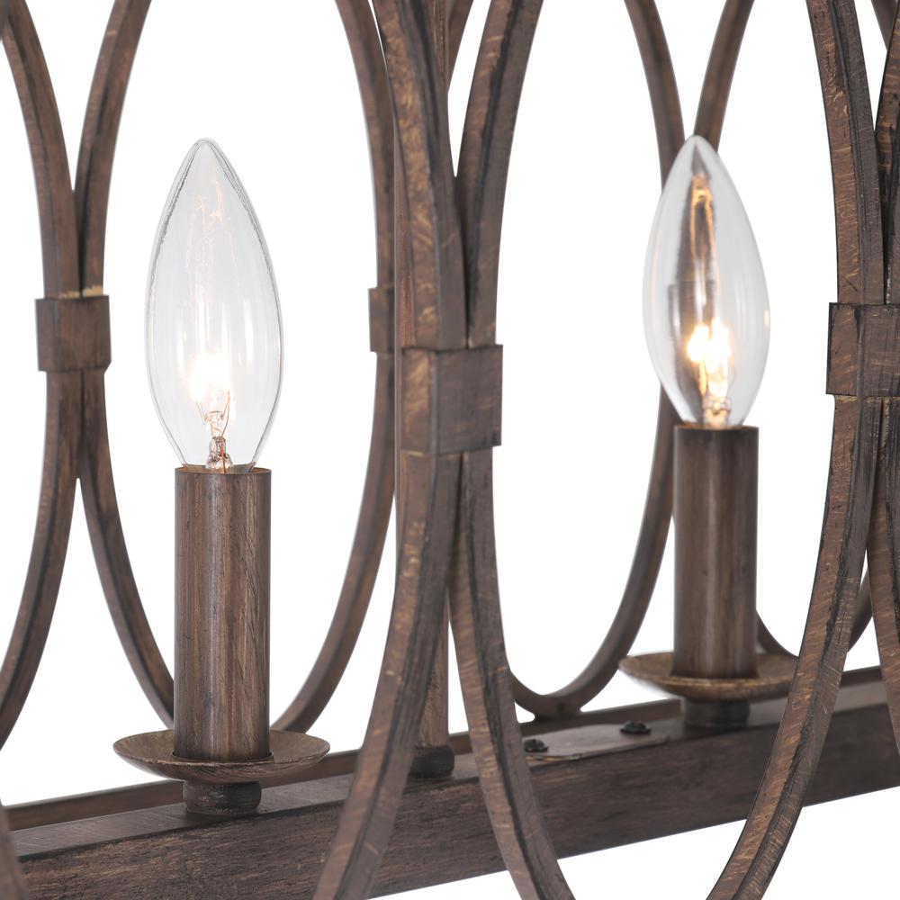CHLOE Lighting INDIGO Farmhouse 6 Light Antique Wood Finish Ceiling Pendant 48" Wide. Picture 3
