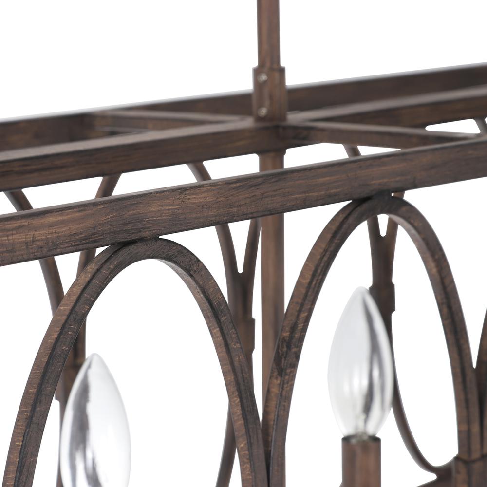 CHLOE Lighting INDIGO Farmhouse 6 Light Antique Wood Finish Ceiling Pendant 48" Wide. Picture 6