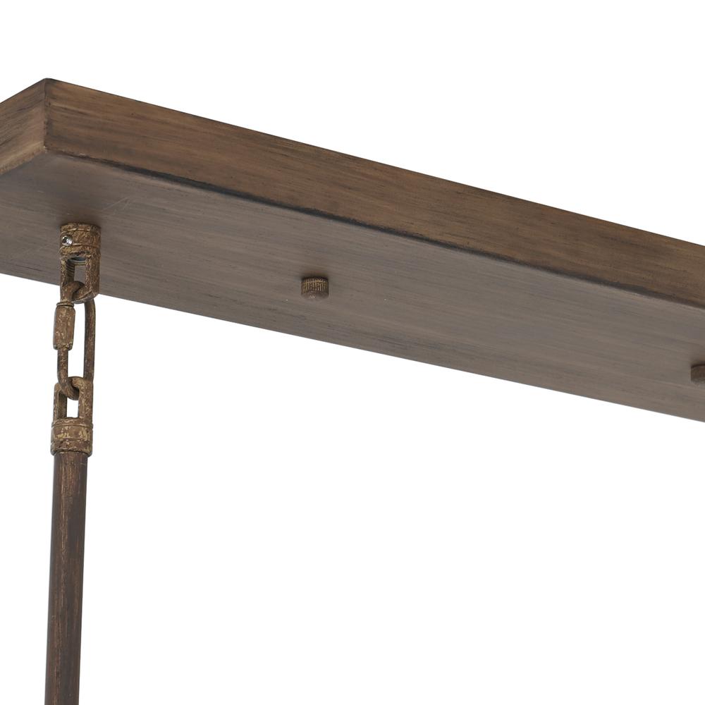 CHLOE Lighting INDIGO Farmhouse 6 Light Antique Wood Finish Ceiling Pendant 48" Wide. Picture 5