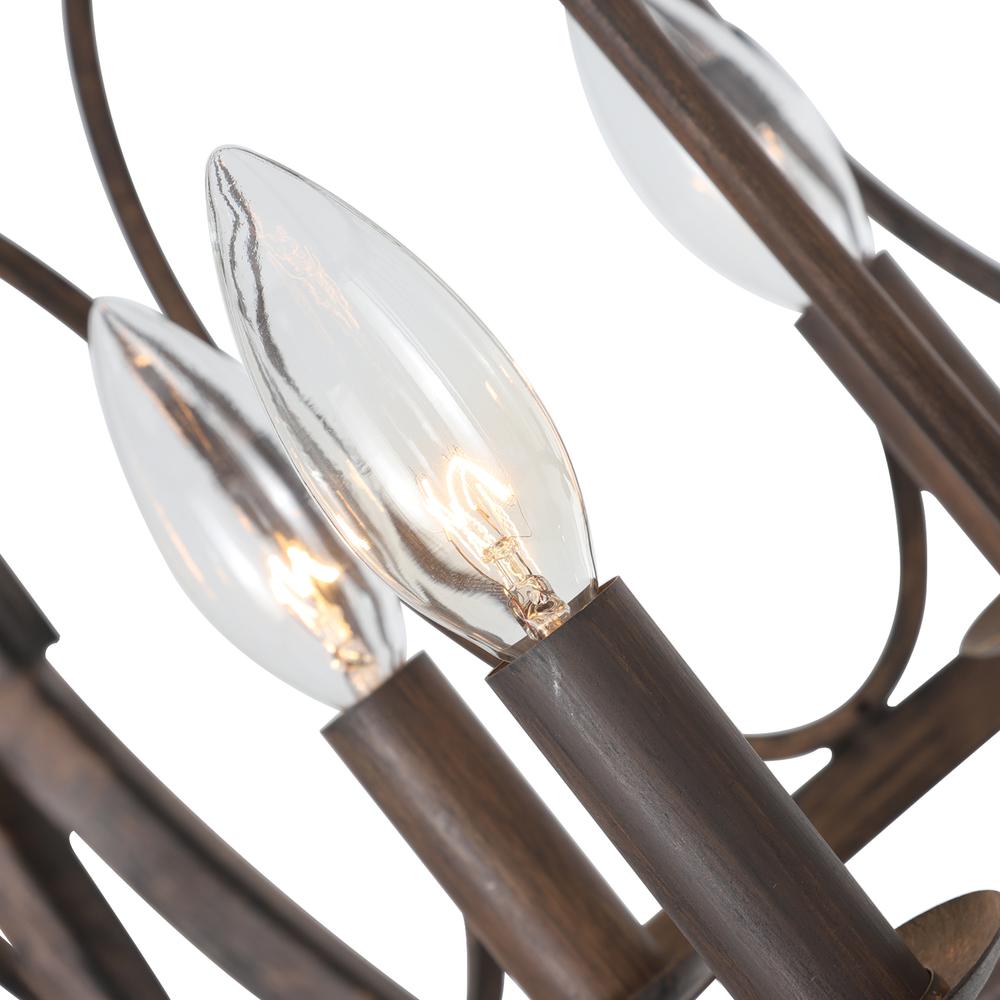 CHLOE Lighting NAVY Farmhouse 5 Light Antique Wood Finish Ceiling Pendant 21" Wide. Picture 3