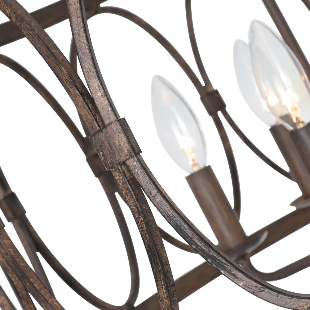 CHLOE Lighting NAVY Farmhouse 5 Light Antique Wood Finish Ceiling Pendant 21" Wide. Picture 5