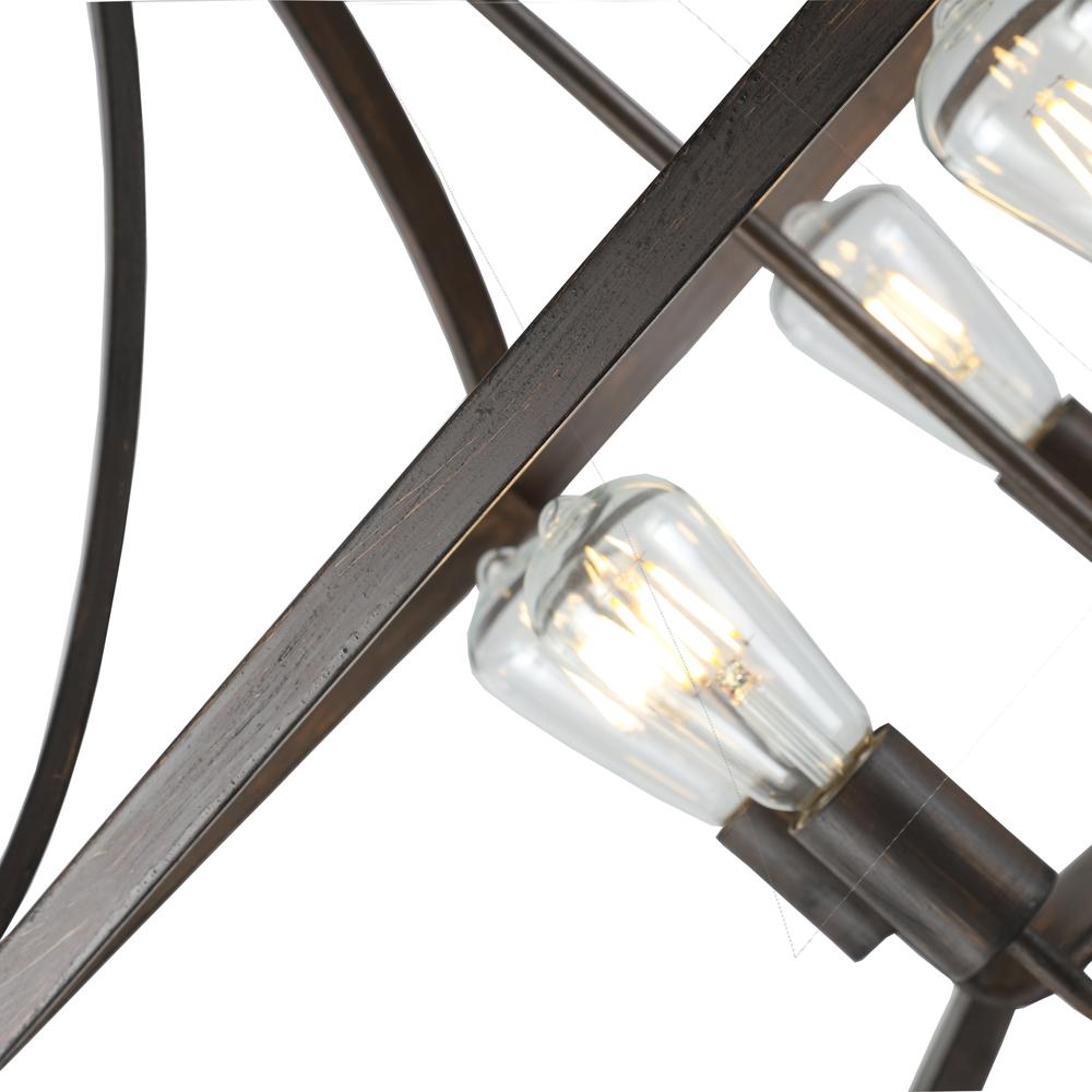 CHLOE Lighting RYDER Farmhouse 5 Light Antique Wood Finish Hanging Ceiling Pendant 20" Wide. Picture 2