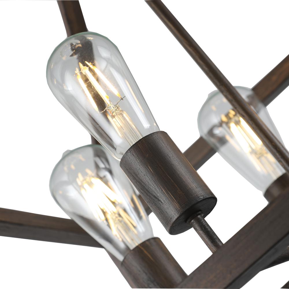 CHLOE Lighting RYDER Farmhouse 5 Light Antique Wood Finish Hanging Ceiling Pendant 20" Wide. Picture 5