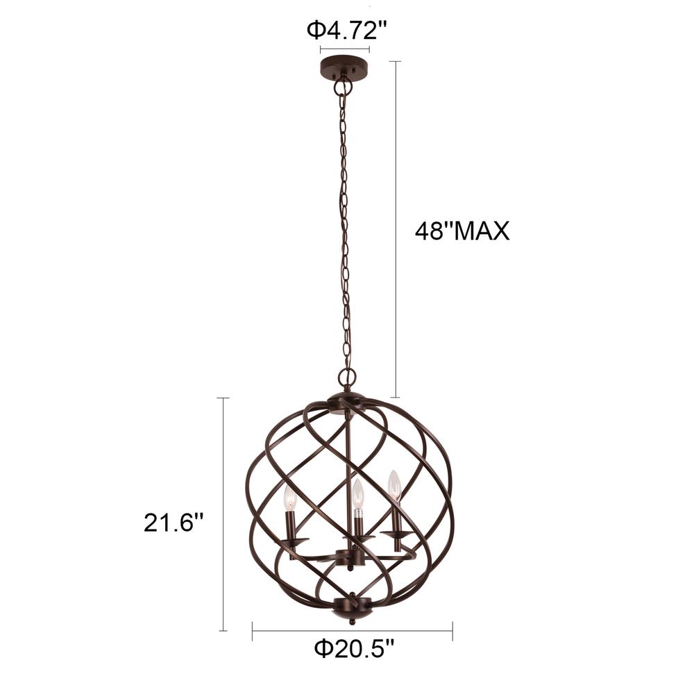 CHLOE Lighting JERICHO Farmhouse 3 Light Oil Rubbed Bronze Ceiling Pendant 19" Wide. Picture 6