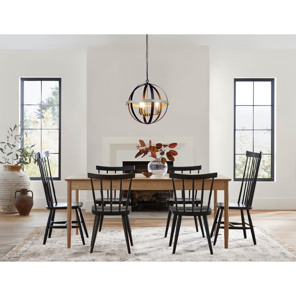 CHLOE Lighting ABBOTT Farmhouse-Style Black/Bronze/Wood 3 Light Pendant 20" Wide. Picture 5