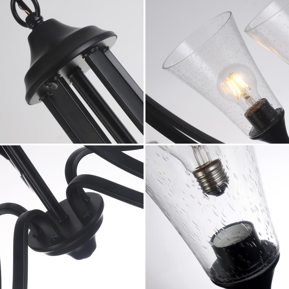 CHLOE Lighting SHERARD Contemporary 5 Light Matt Black Hanging Chandelier 27" Wide. Picture 3