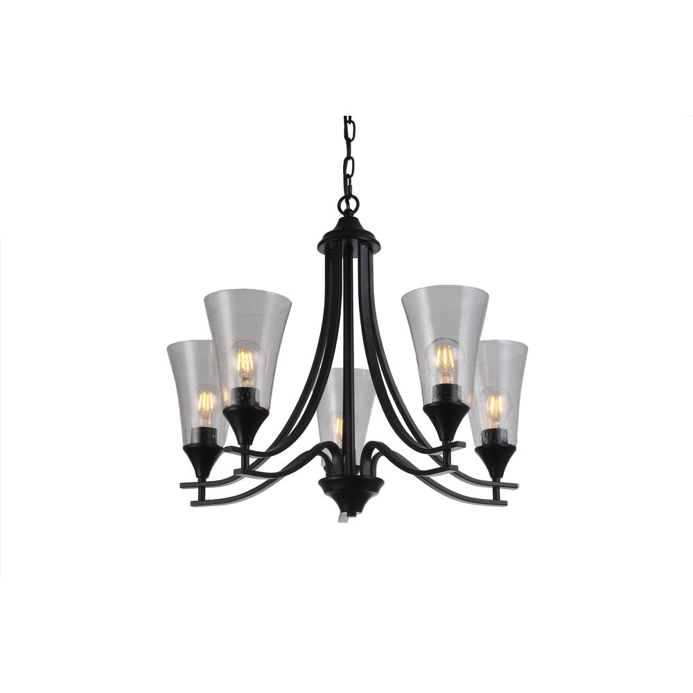 CHLOE Lighting SHERARD Contemporary 5 Light Matt Black Hanging Chandelier 27" Wide. Picture 5