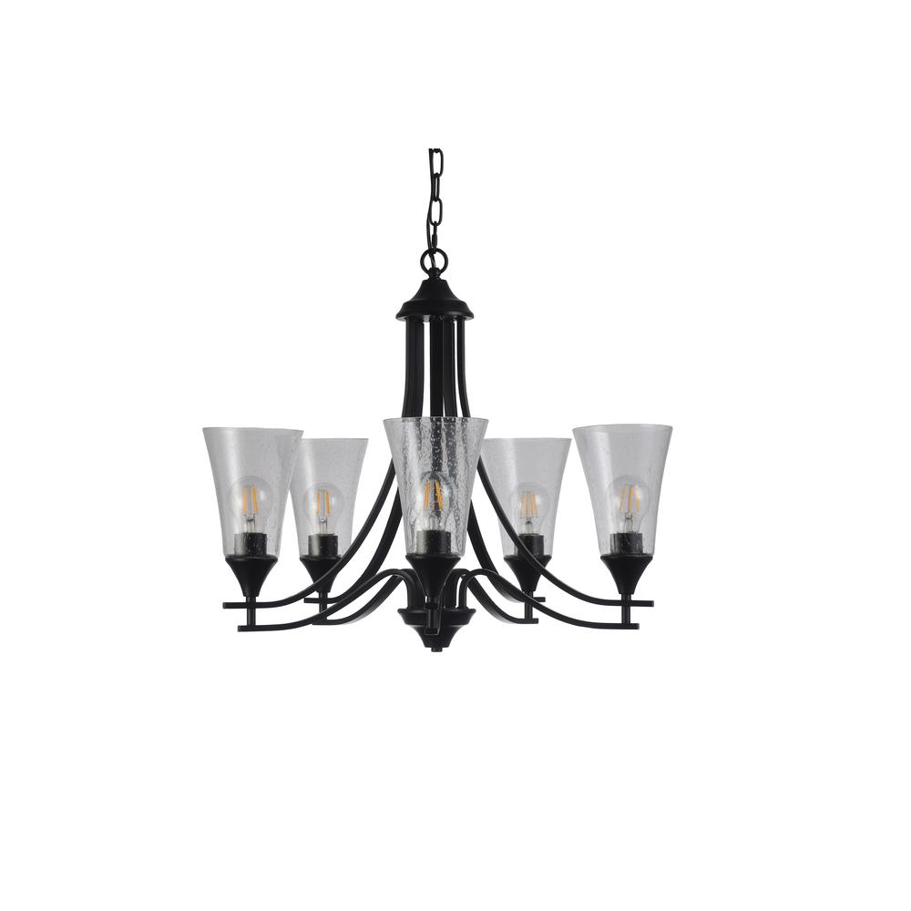 CHLOE Lighting SHERARD Contemporary 5 Light Matt Black Hanging Chandelier 27" Wide. Picture 4