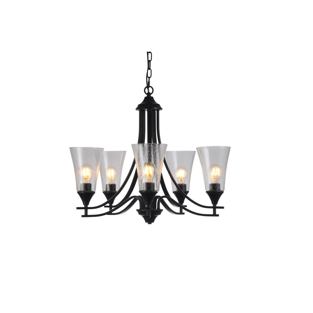 CHLOE Lighting SHERARD Contemporary 5 Light Matt Black Hanging Chandelier 27" Wide. Picture 8