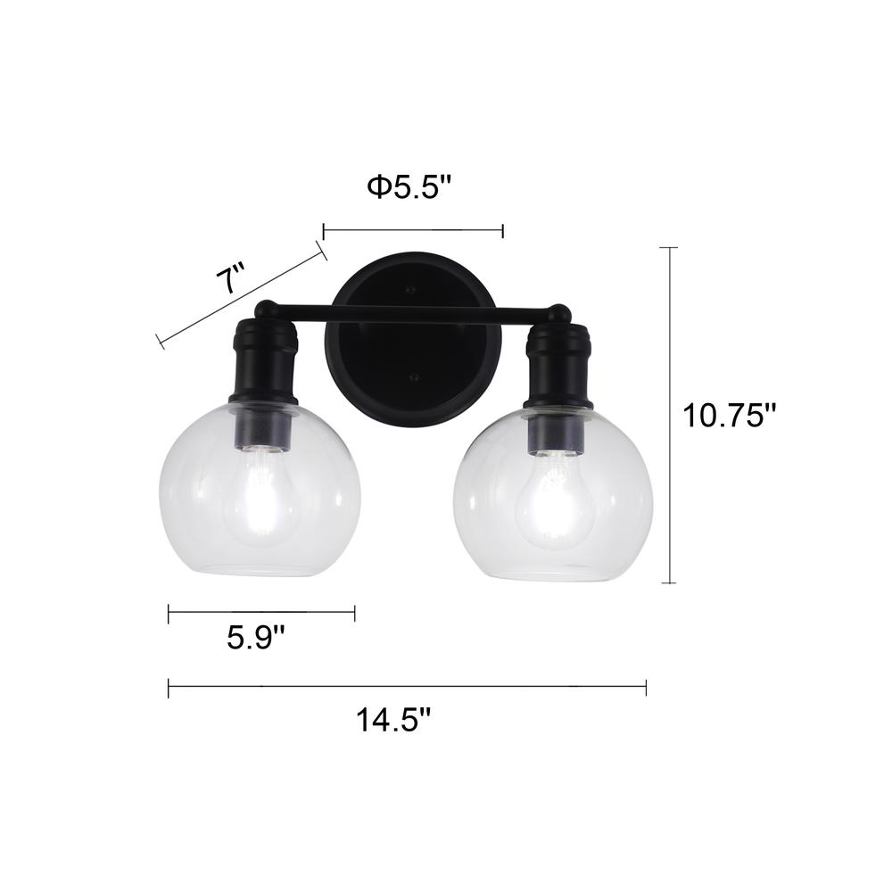 CHLOE Lighting OXA Transitional 2 Light Matt Black Vanity Bathlight 14" Wide. Picture 4