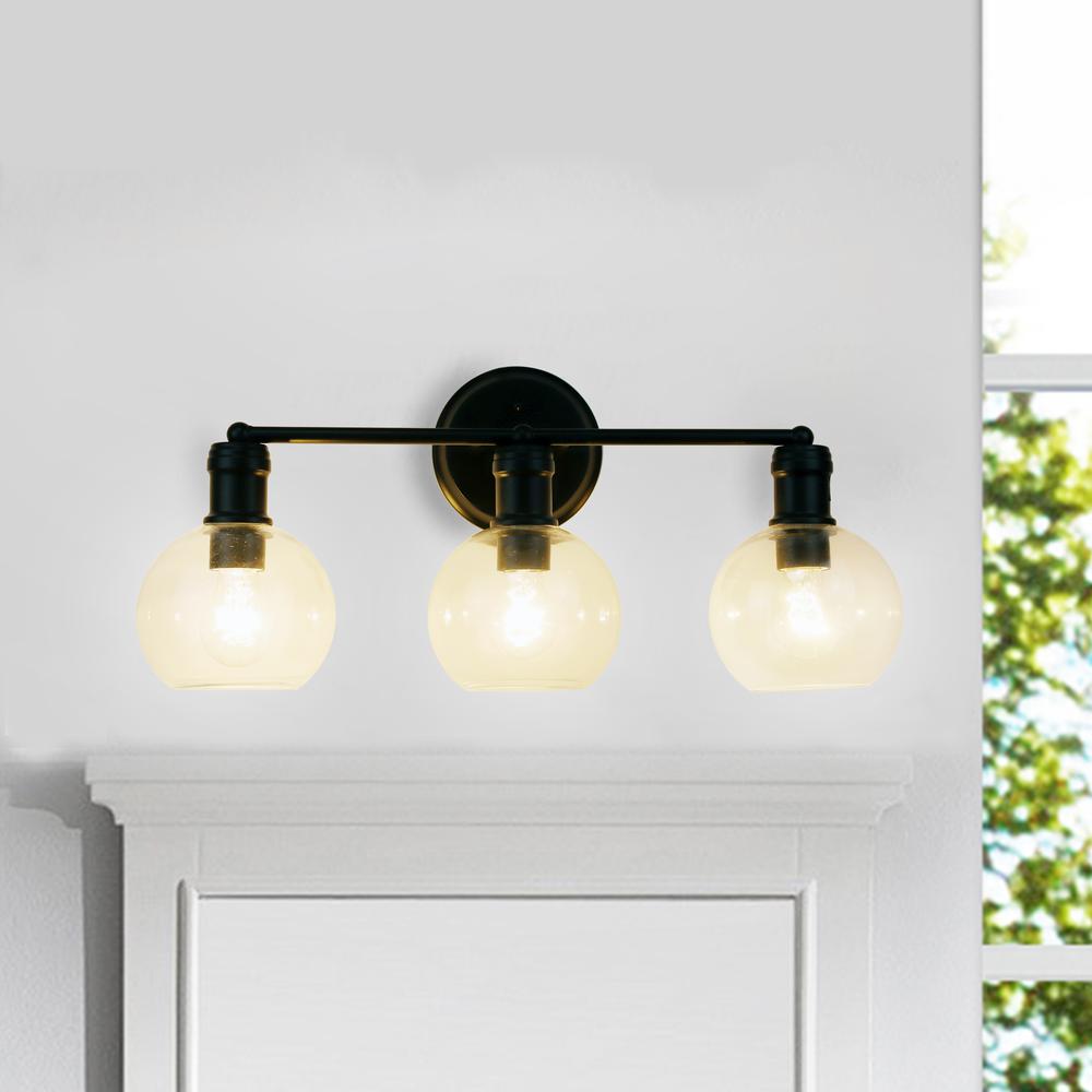 CHLOE Lighting OXA Transitional Matt Black 3 Light Vanity Bath Light  22" Wide. Picture 6