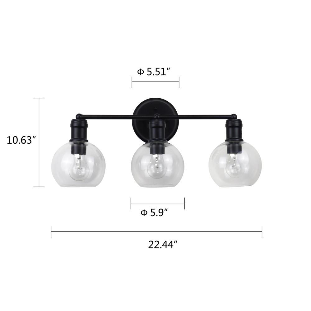CHLOE Lighting OXA Transitional Matt Black 3 Light Vanity Bath Light  22" Wide. Picture 2