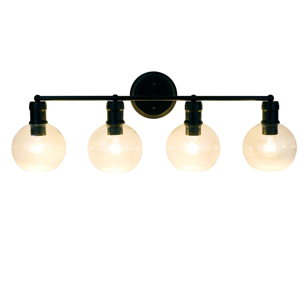 CHLOE Lighting OXA Transitional Matt Black 4 Light Black Vanity Bath Light 30" Wide. Picture 1