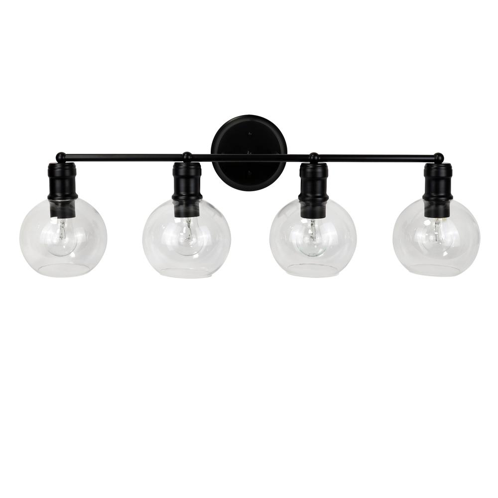 CHLOE Lighting OXA Transitional Matt Black 4 Light Black Vanity Bath Light 30" Wide. Picture 2