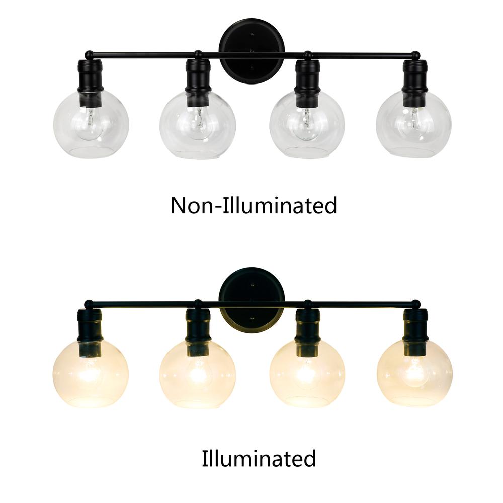 CHLOE Lighting OXA Transitional Matt Black 4 Light Black Vanity Bath Light 30" Wide. Picture 4