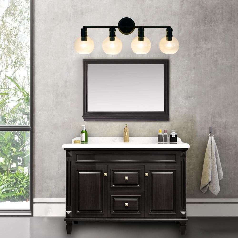 CHLOE Lighting OXA Transitional Matt Black 4 Light Black Vanity Bath Light 30" Wide. Picture 5