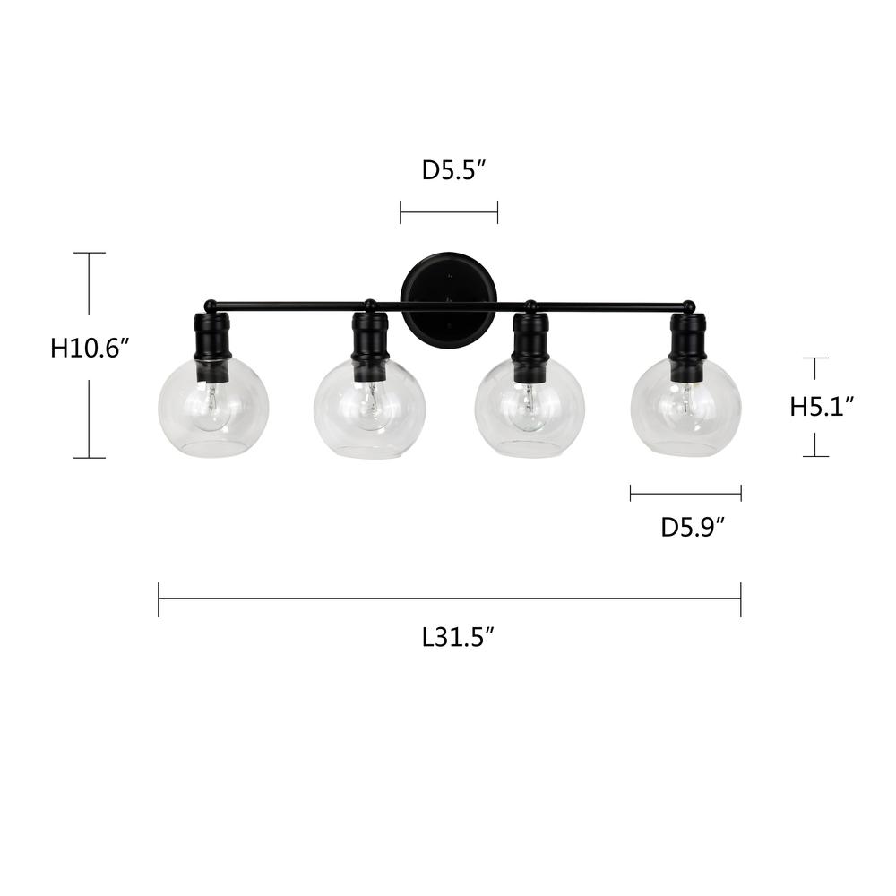 CHLOE Lighting OXA Transitional Matt Black 4 Light Black Vanity Bath Light 30" Wide. Picture 6