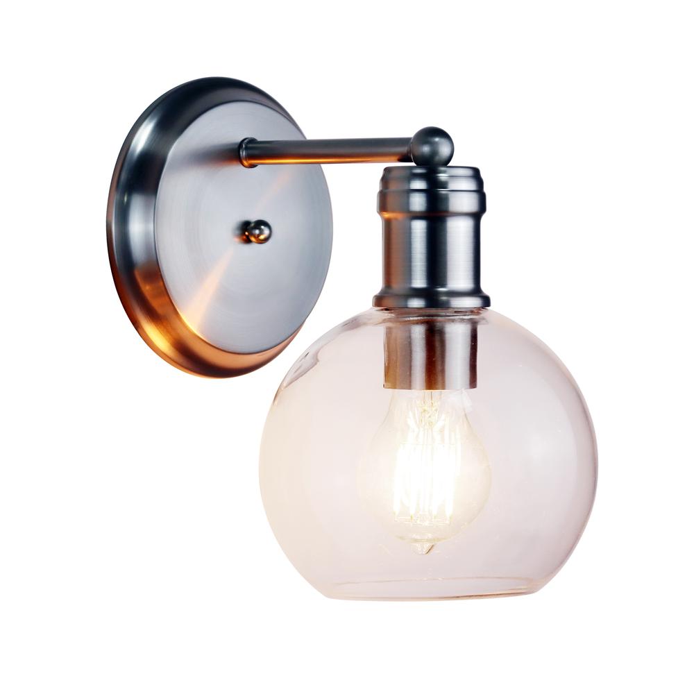 CHLOE Lighting OXA Transitional Brushed Nickel 1 Light Indoor Wall Sconce 6" Wide. Picture 1