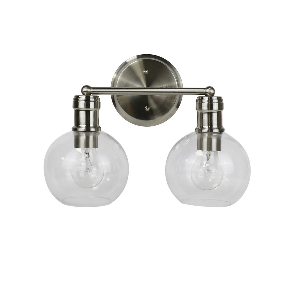 CHLOE Lighting OXA Transitional Brushed Nickel 2 Light Vanity Bath Light  14" Wide. Picture 2