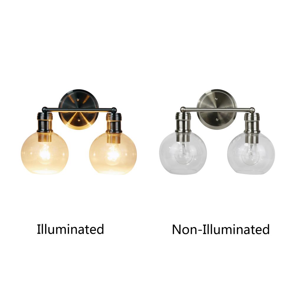 CHLOE Lighting OXA Transitional Brushed Nickel 2 Light Vanity Bath Light  14" Wide. Picture 4