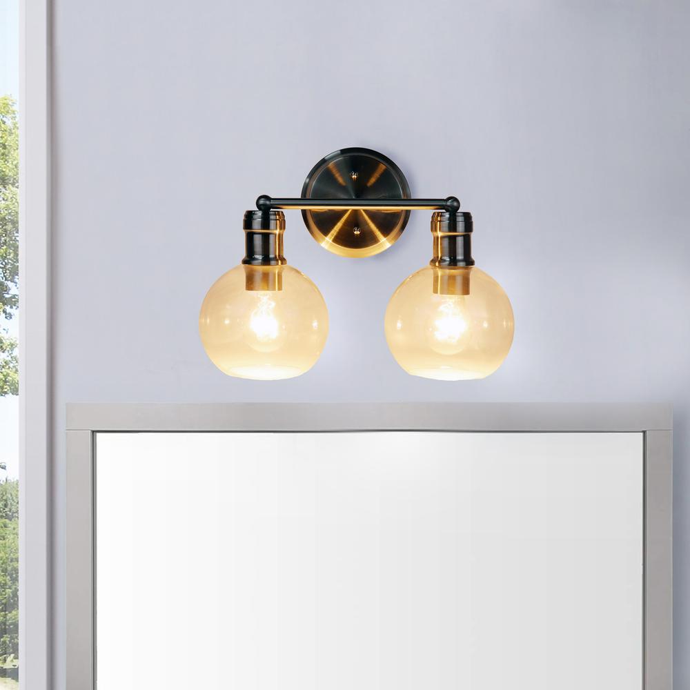 CHLOE Lighting OXA Transitional Brushed Nickel 2 Light Vanity Bath Light  14" Wide. Picture 6