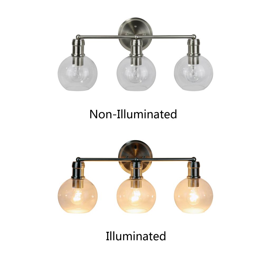 CHLOE Lighting OXA Transitional Brushed Nickel 3 Light Vanity Bath Light  22" Wide. Picture 4