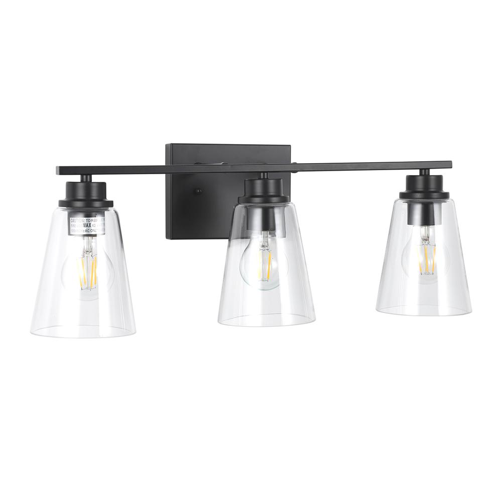 CHLOE Lighting ERIAN Transitional 3 Light Matt Black Vanity Bath Light 22" Wide. Picture 2