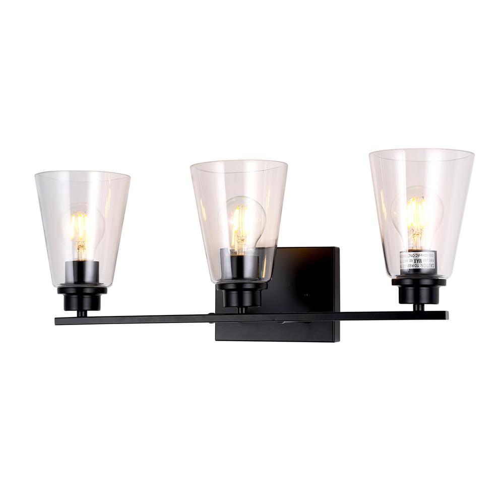 CHLOE Lighting ERIAN Transitional 3 Light Matt Black Vanity Bath Light 22" Wide. Picture 3