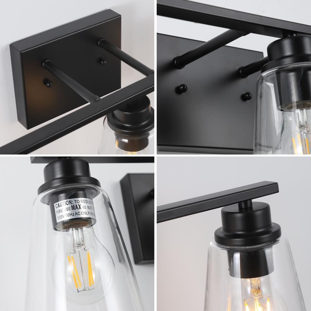 CHLOE Lighting ERIAN Transitional 3 Light Matt Black Vanity Bath Light 22" Wide. Picture 4