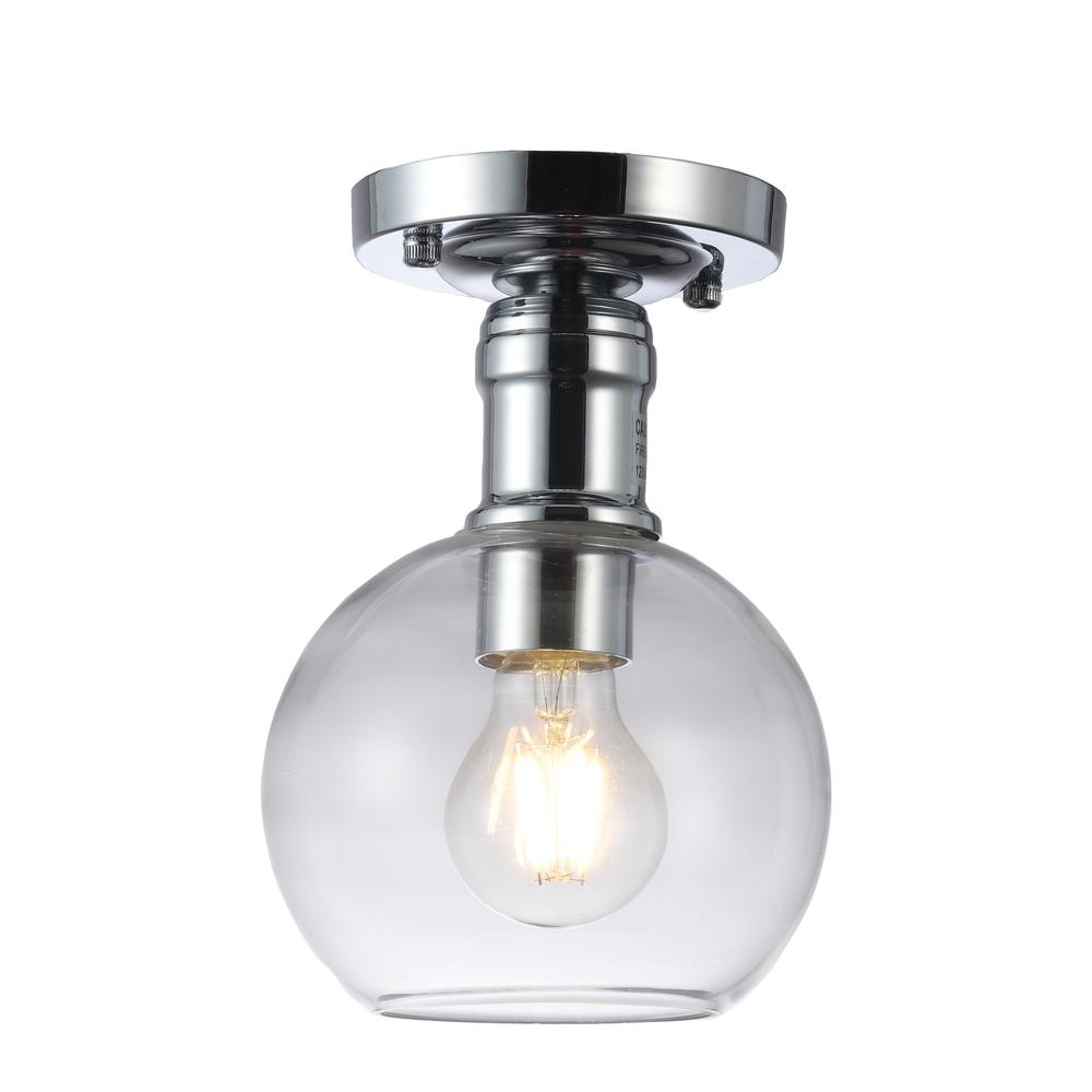 CHLOE Lighting STRANG Transitional 1 Light Chrome Semi-Flush Ceiling Fixture 6" Wide. Picture 2