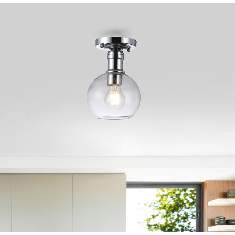 CHLOE Lighting STRANG Transitional 1 Light Chrome Semi-Flush Ceiling Fixture 6" Wide. Picture 1