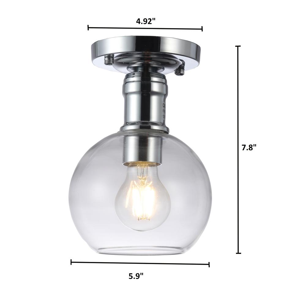 CHLOE Lighting STRANG Transitional 1 Light Chrome Semi-Flush Ceiling Fixture 6" Wide. Picture 5