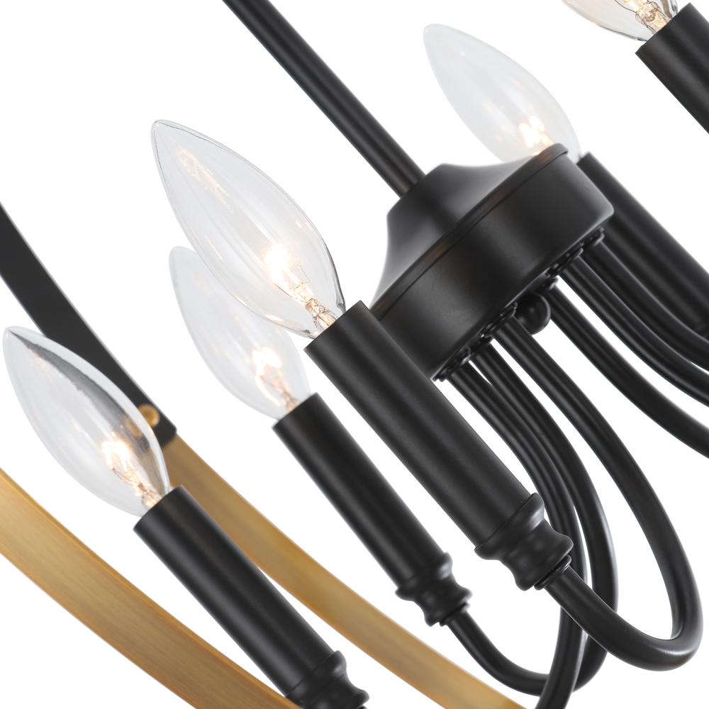 CHLOE Lighting WINONA Transitional 6 Light Matt Black/Antique Brass Finish Hanging Ceiling Pendant 20" Wide. Picture 5