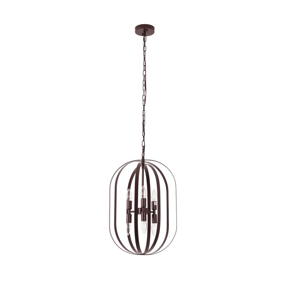 CHLOE Lighting PEPPER Transitional 6 Light Matt Black Finish Hanging Ceiling Pendant 15" Wide. Picture 1