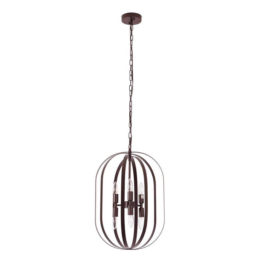 CHLOE Lighting PEPPER Transitional 6 Light Matt Black Finish Hanging Ceiling Pendant 15" Wide. Picture 2