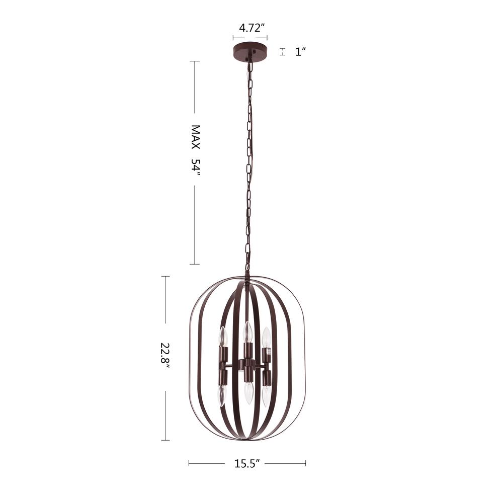 CHLOE Lighting PEPPER Transitional 6 Light Matt Black Finish Hanging Ceiling Pendant 15" Wide. Picture 5
