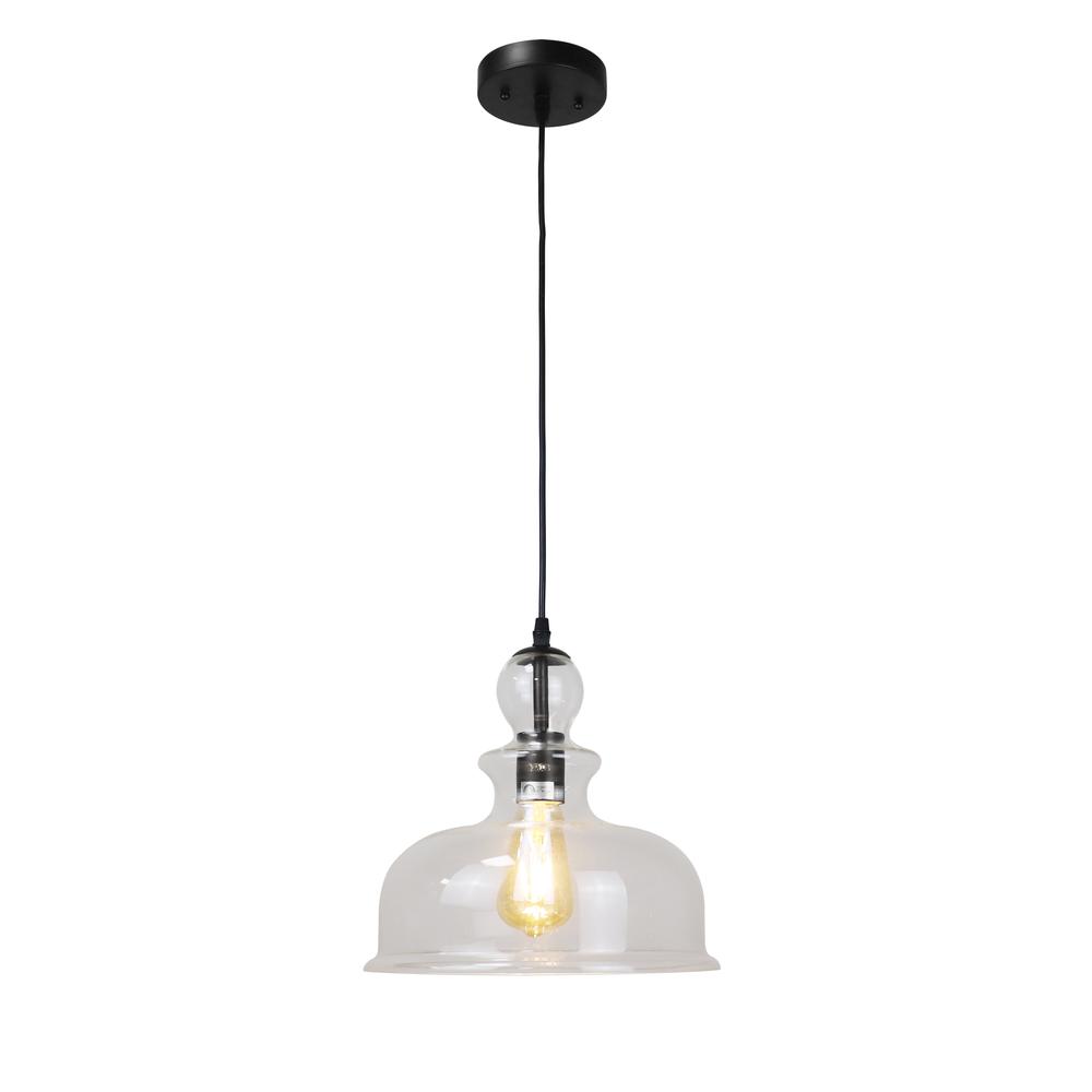 CHLOE Lighting TILIAN Transitional Matt Black 1 Light Ceiling Pendant 12" Wide. Picture 1