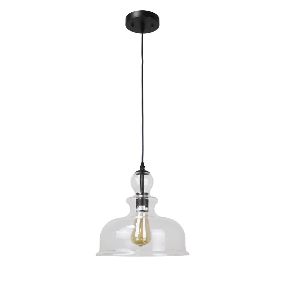 CHLOE Lighting TILIAN Transitional Matt Black 1 Light Ceiling Pendant 12" Wide. Picture 2
