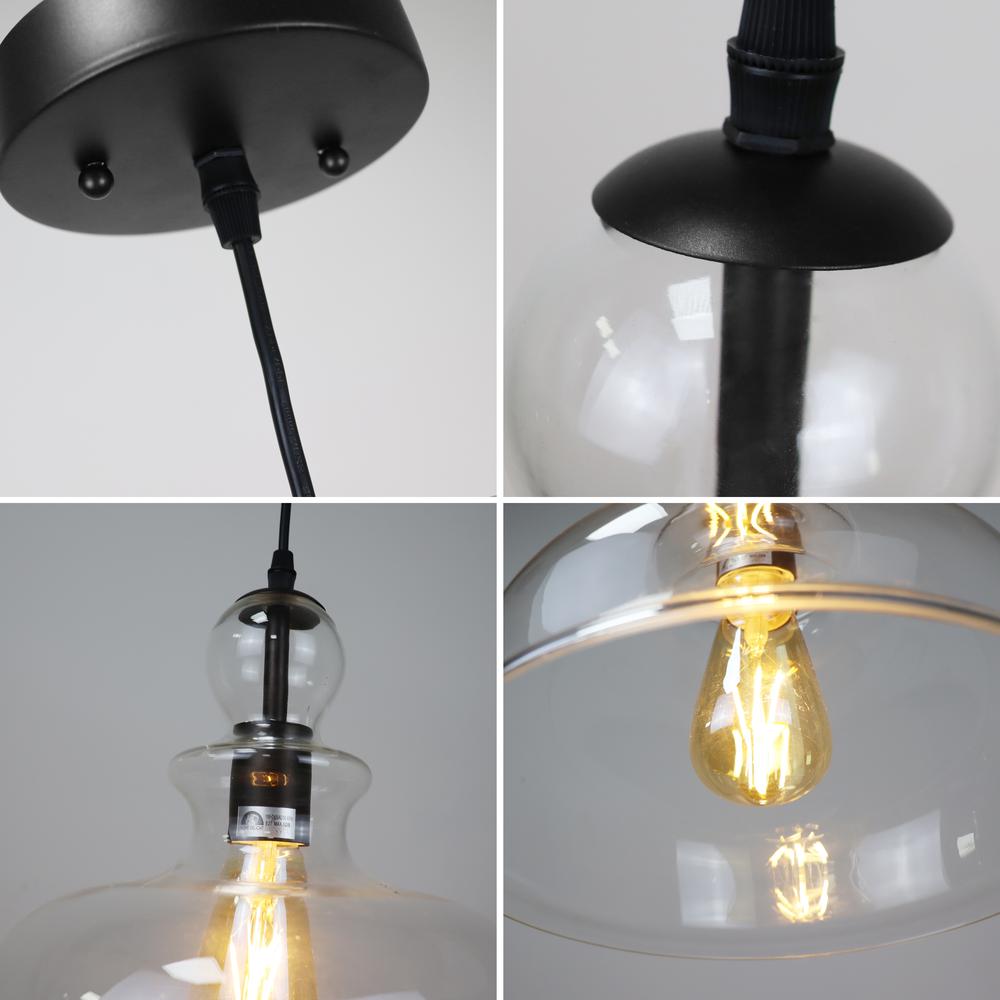 CHLOE Lighting TILIAN Transitional Matt Black 1 Light Ceiling Pendant 12" Wide. Picture 4
