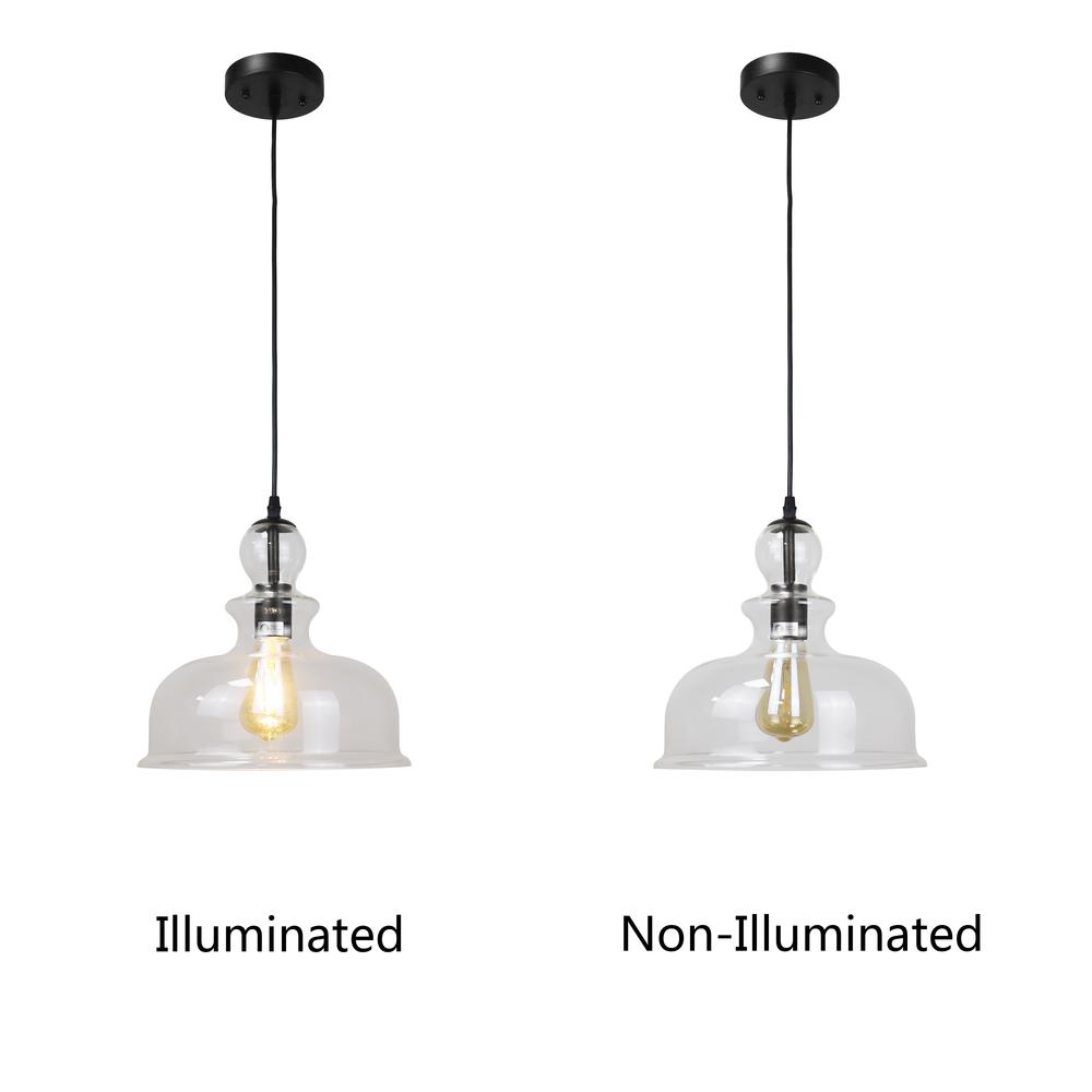 CHLOE Lighting TILIAN Transitional Matt Black 1 Light Ceiling Pendant 12" Wide. Picture 3