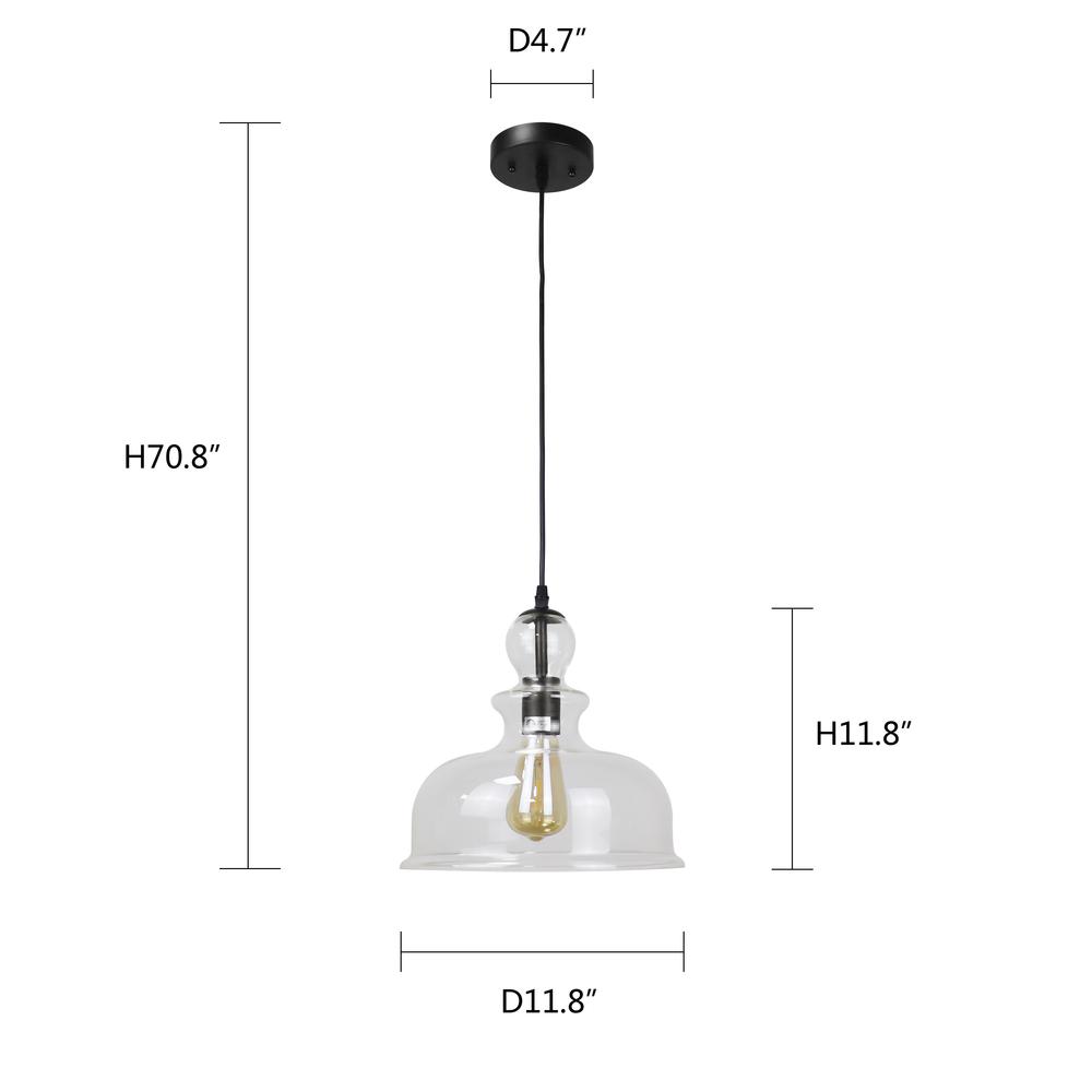 CHLOE Lighting TILIAN Transitional Matt Black 1 Light Ceiling Pendant 12" Wide. Picture 6