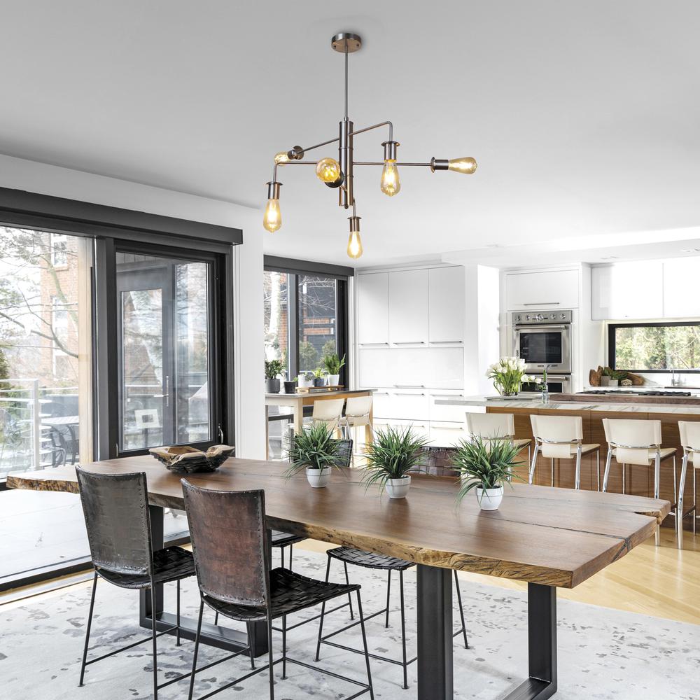 CHLOE Lighting Transitional-Style Brushed Nickel 6 Light Large Pendant 23" Wide. Picture 6