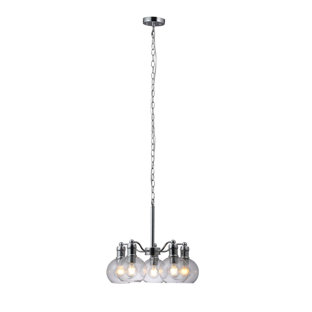 CHLOE Lighting WACIAN Transitional 5 Light Chrome Hanging Chandelier 18" Wide. Picture 1