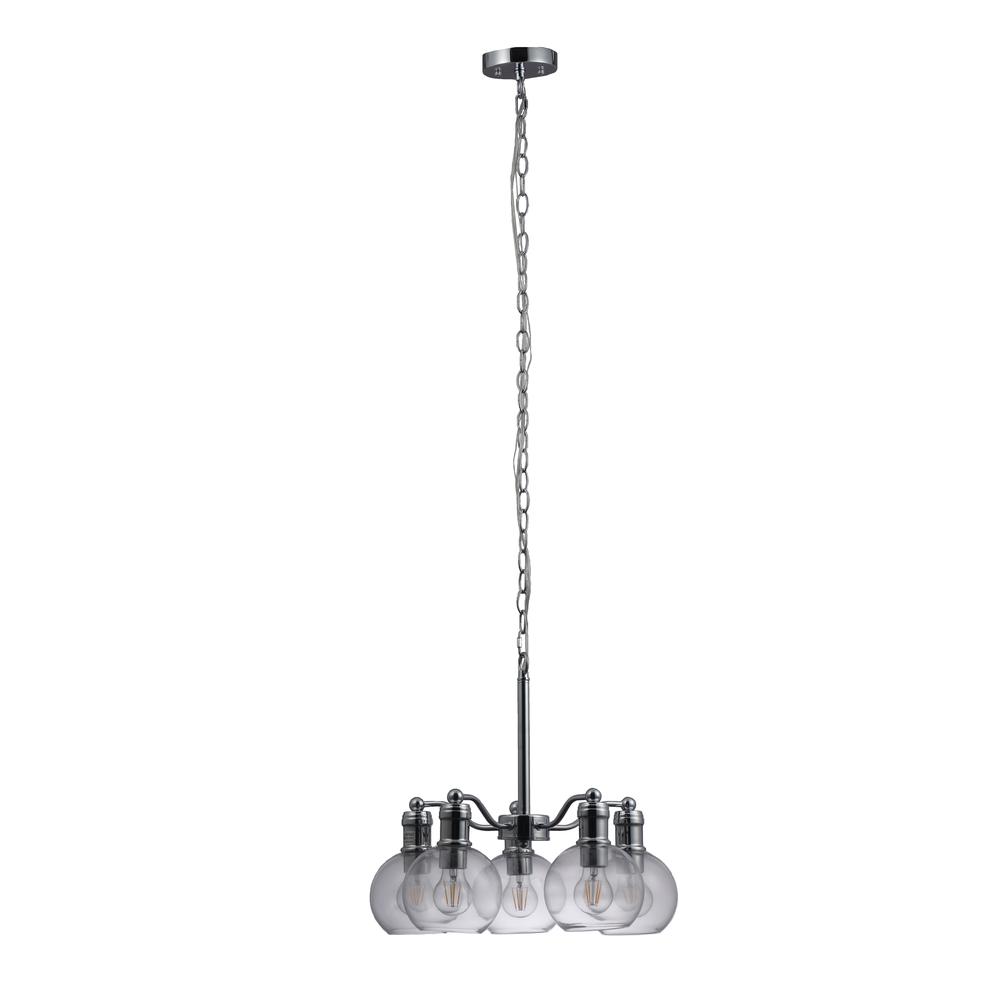 CHLOE Lighting WACIAN Transitional 5 Light Chrome Hanging Chandelier 18" Wide. Picture 2