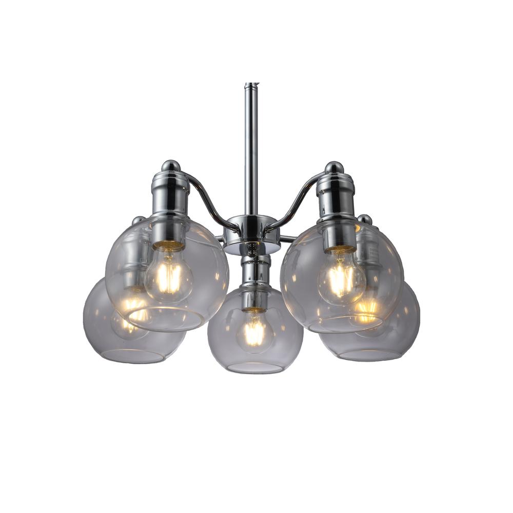 CHLOE Lighting WACIAN Transitional 5 Light Chrome Hanging Chandelier 18" Wide. Picture 3