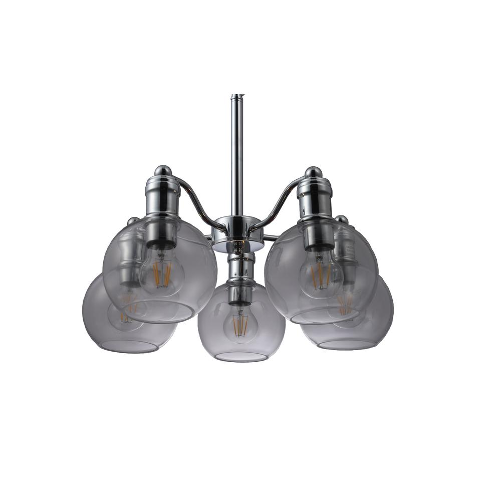 CHLOE Lighting WACIAN Transitional 5 Light Chrome Hanging Chandelier 18" Wide. Picture 4