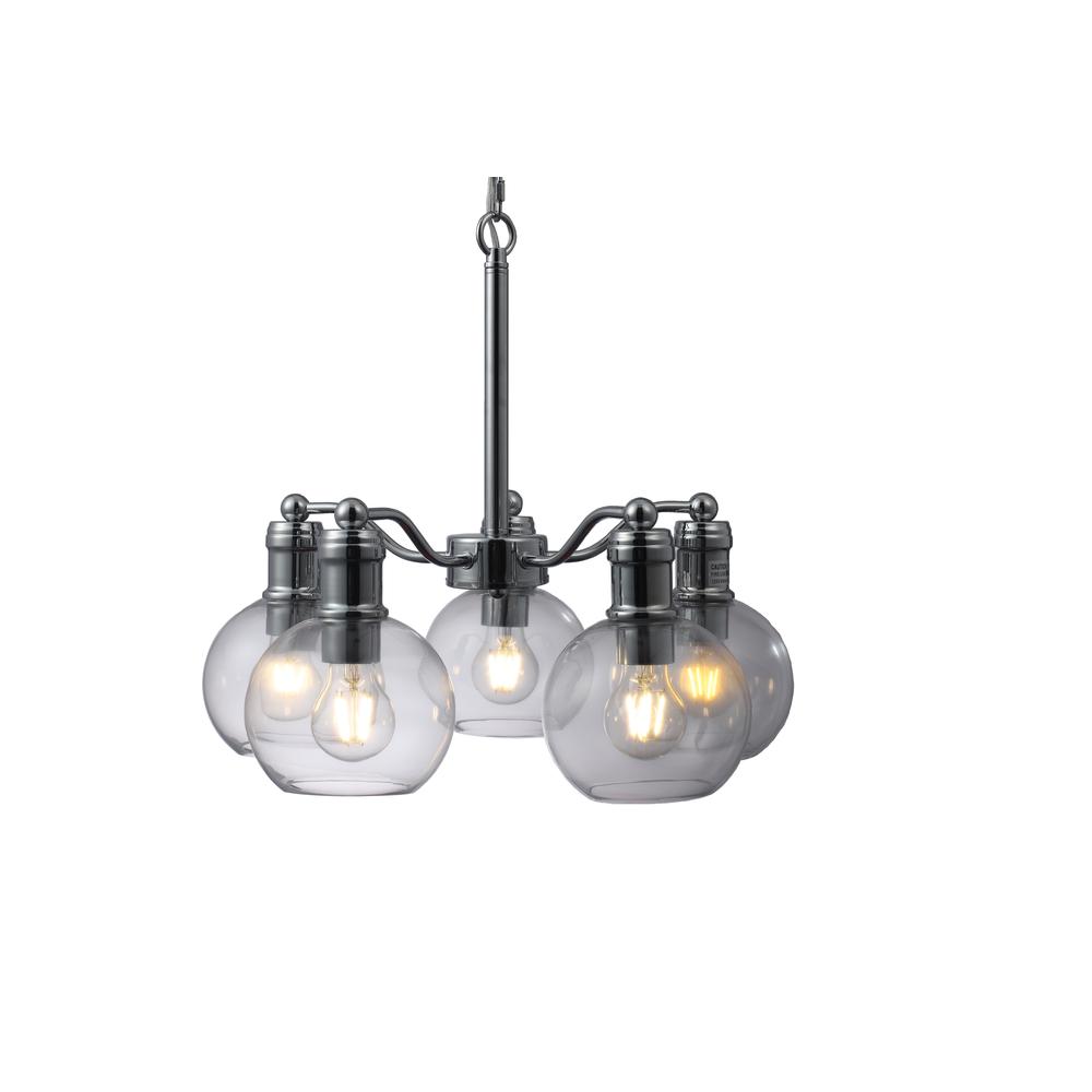 CHLOE Lighting WACIAN Transitional 5 Light Chrome Hanging Chandelier 18" Wide. Picture 5