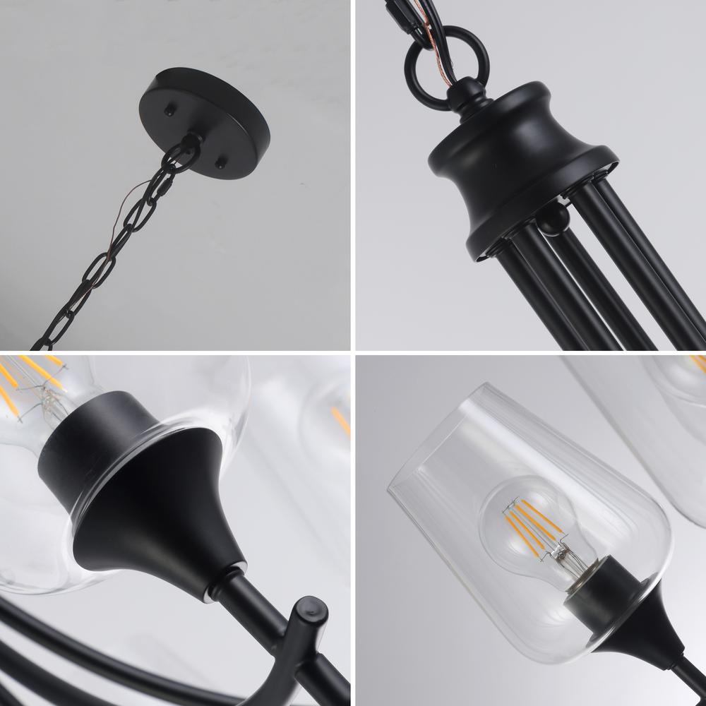 CHLOE Lighting WILLAN Transitional 5 Light Matt Black Up-Hanging Chandelier 21" Wide. Picture 10