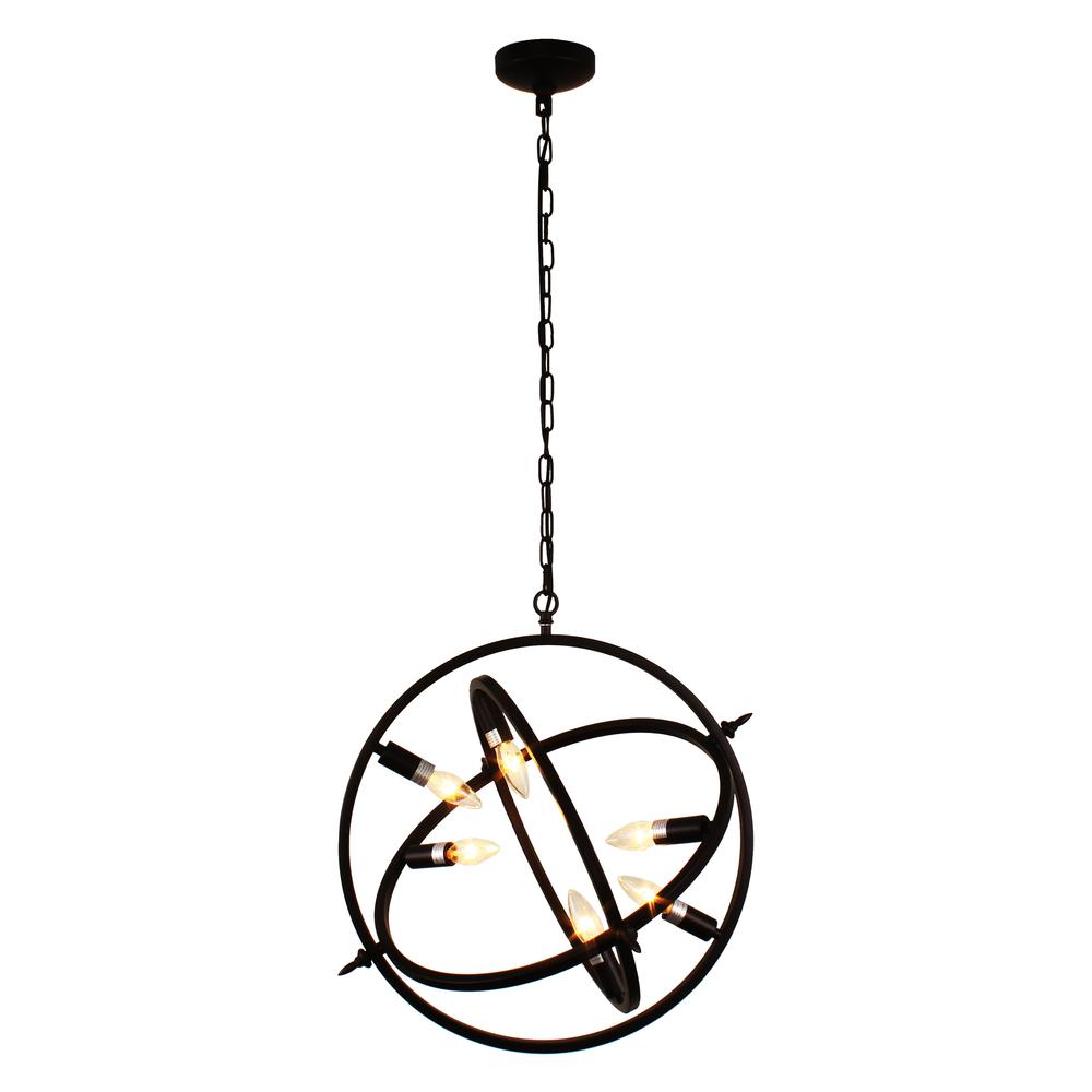 IRONCLAD Industrial 6 Light Oil Rubbed Bronze Ceiling Pendant 20" Wide. Picture 7